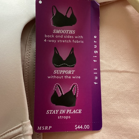 $13 Vanity Fair Full Figure Beauty Back Smoother Wireless Bra in Sheer Quartz - Picture 10 of 11